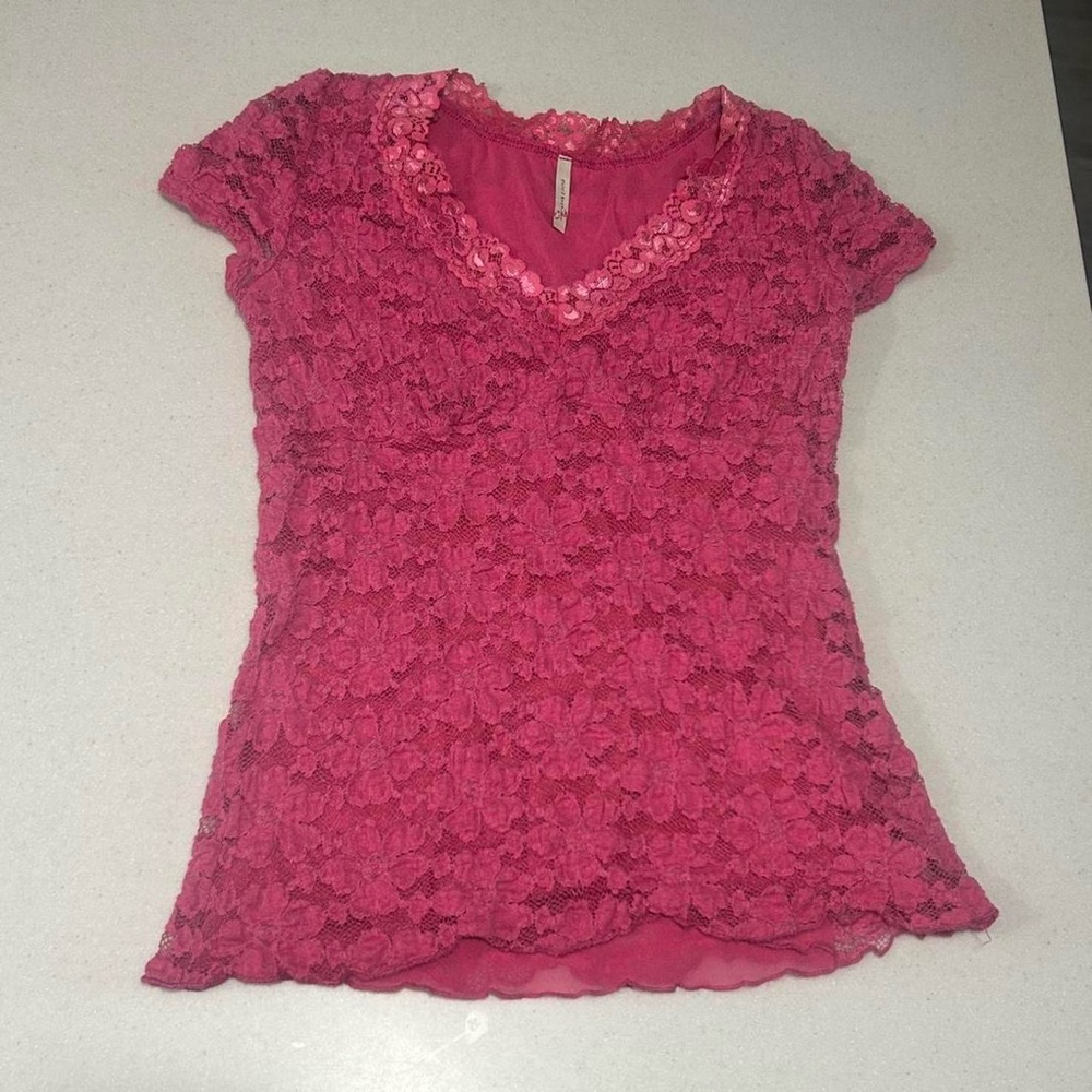 Vintage Pink Lace Blouse